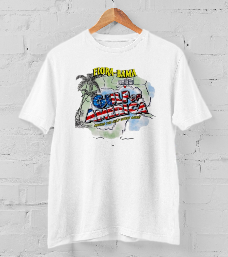 Flora-Bama Gulf Of America Making The Gulf Great Again 2025 Map Palms And House T-Shirt