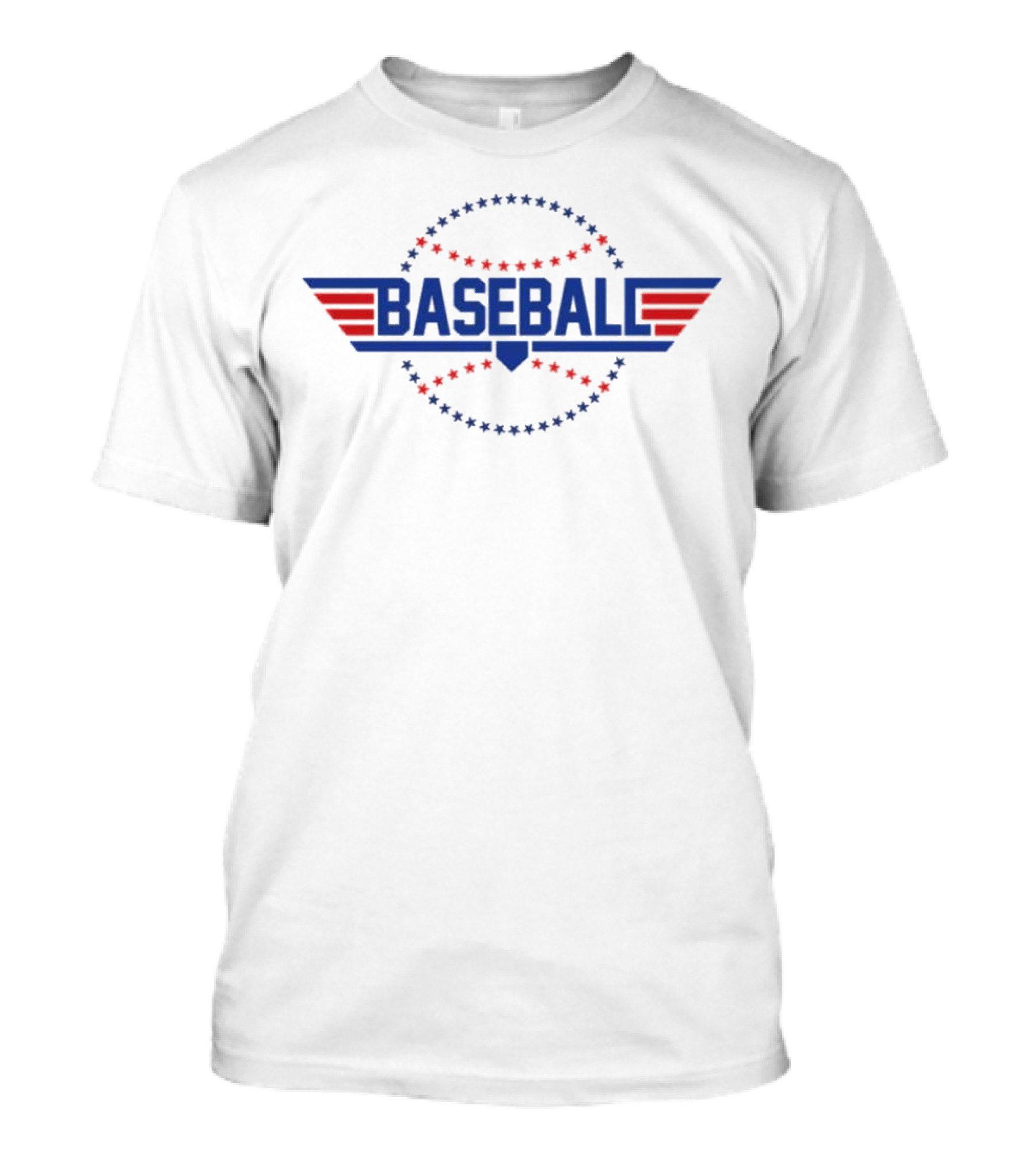 Red And Blue Stars Baseball Fly Ball Wings T-Shirt