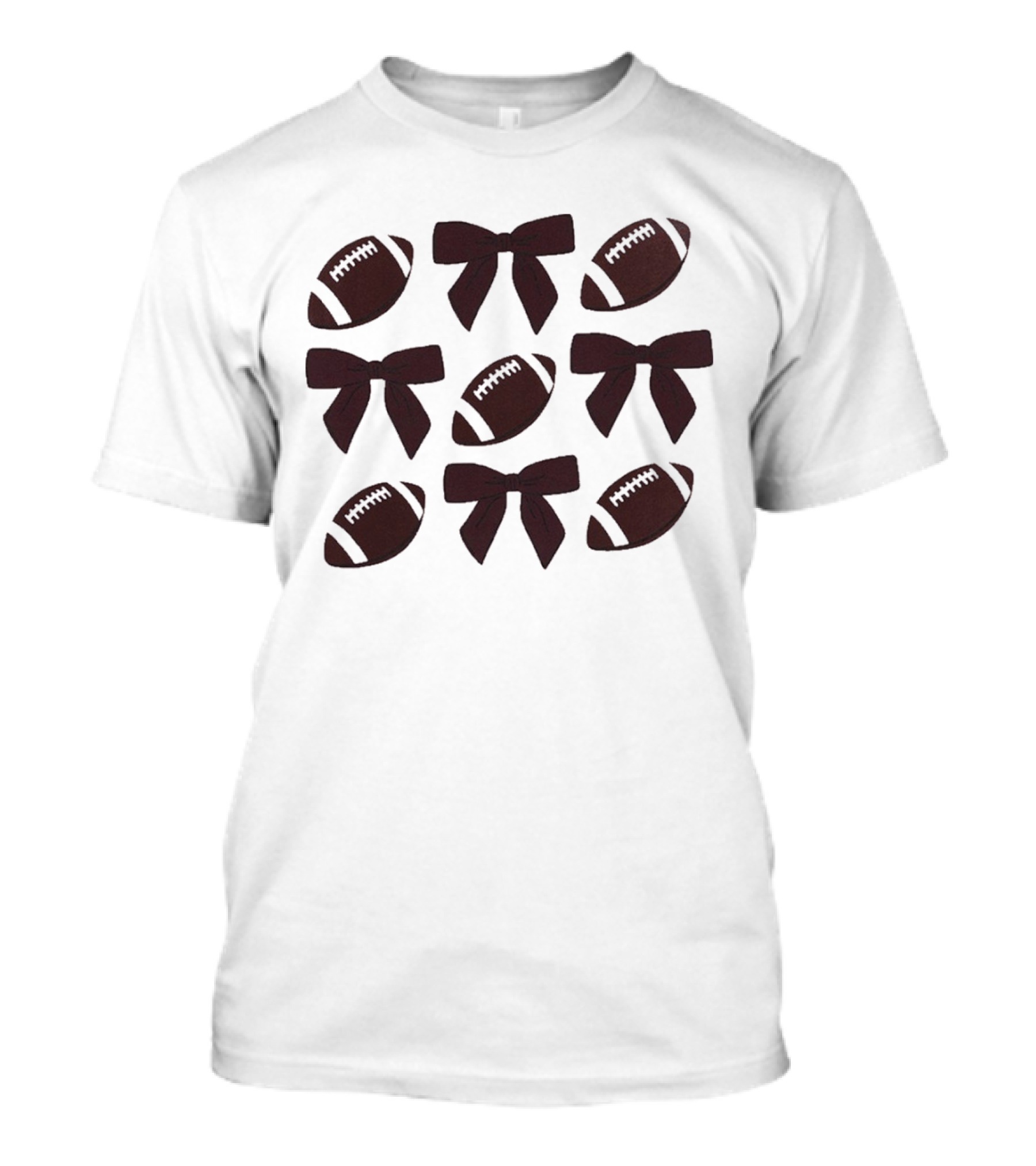 Footballs And Bows Pattern Sports Fashion T-Shirt