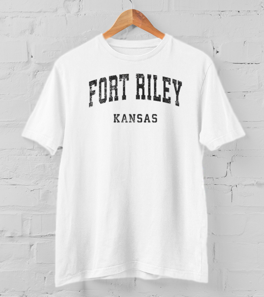 Fort Riley Kansas Arched Text T-Shirt