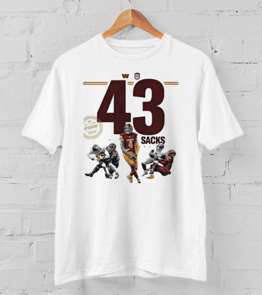 Frankie Luvu 43 Regular Season Sacks Football Action Washington Redskins T-Shirt