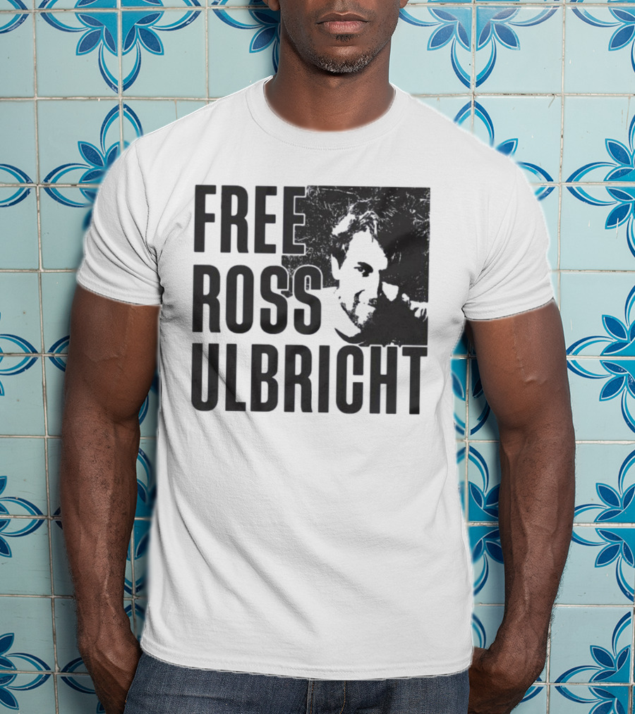 Free Ross Ulbricht Text With Distressed Face Graphic T-Shirt