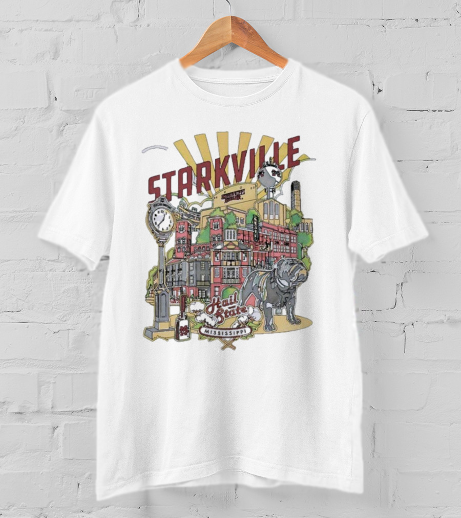 Starkville Mississippi State Hail State Bulldog Tower Vintage Style T-Shirt