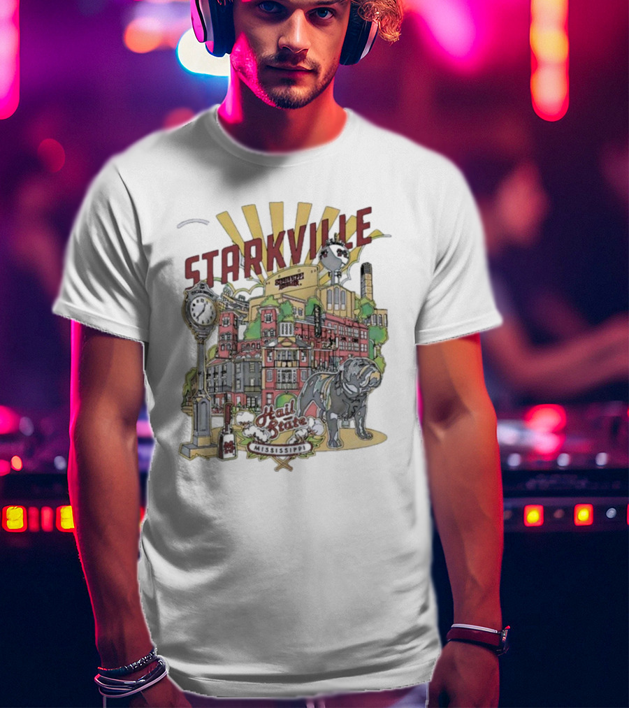 Starkville Mississippi State Hail State Bulldog Tower Vintage Style T-Shirt