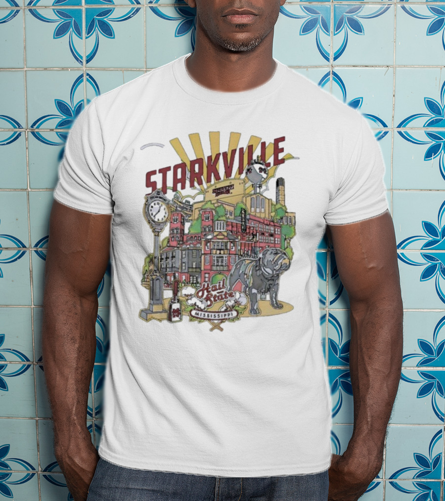 Starkville Mississippi State Hail State Bulldog Tower Vintage Style T-Shirt