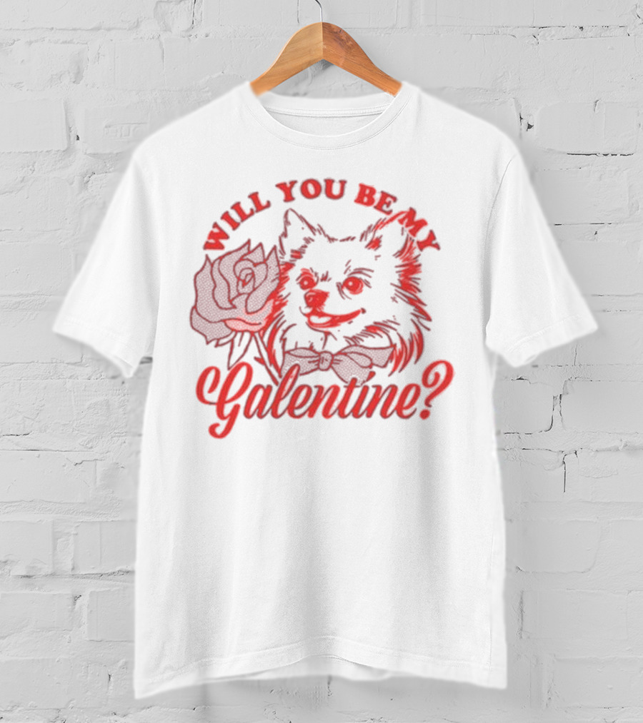 Will You Be My Galentine Hatchi Rose Dog Bow Tie T-Shirt