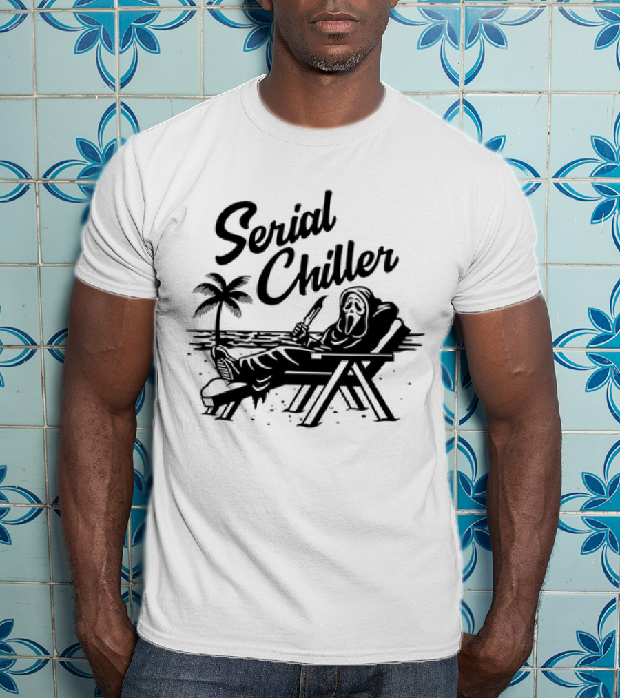 Ghost Face Serial Chiller Retro 80s Horror Theme T-Shirt