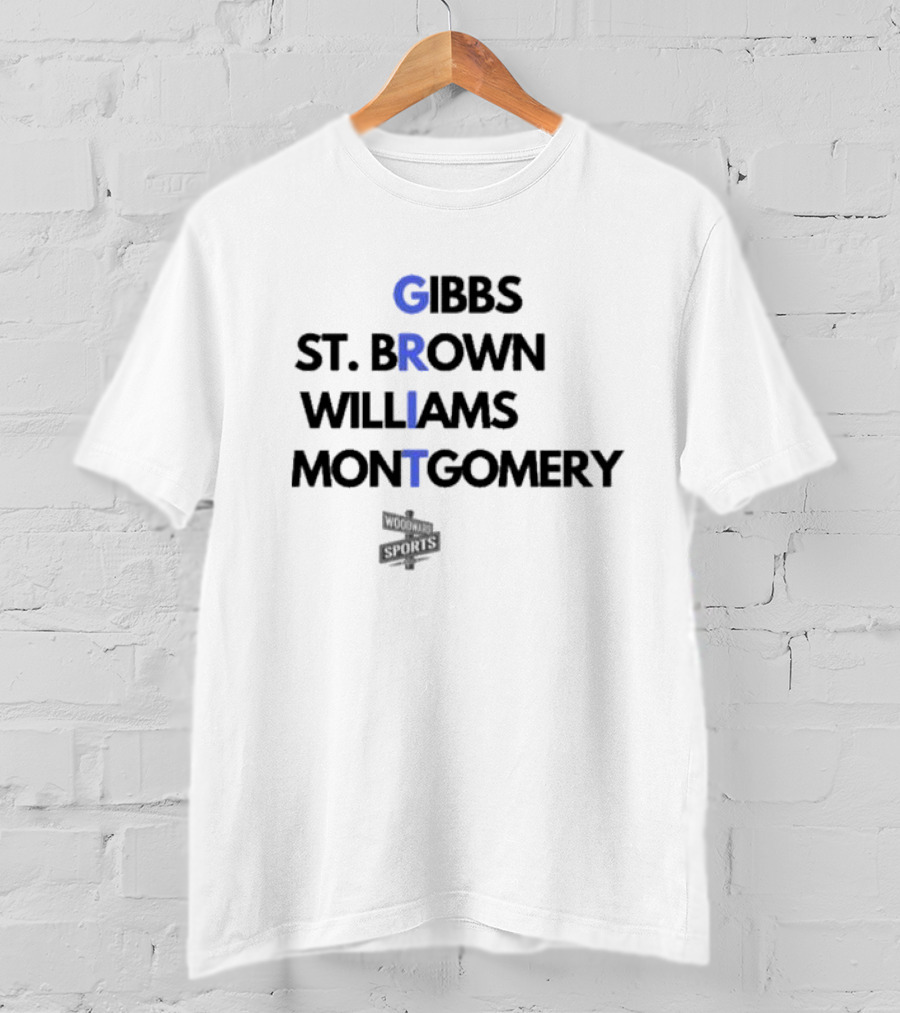Gibbs St Brown Williams Montgomery GRIT Football Names T-Shirt