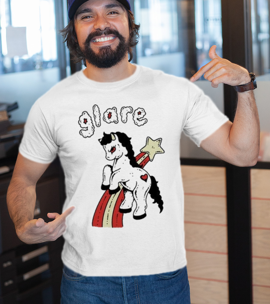 Glare Unicorn Heart Rainbow Star Ringer T-Shirt