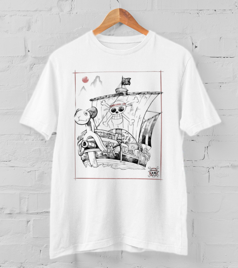 One Piece Going Merry Japanese Sumi-e Style Pirate Ship T-Shirt