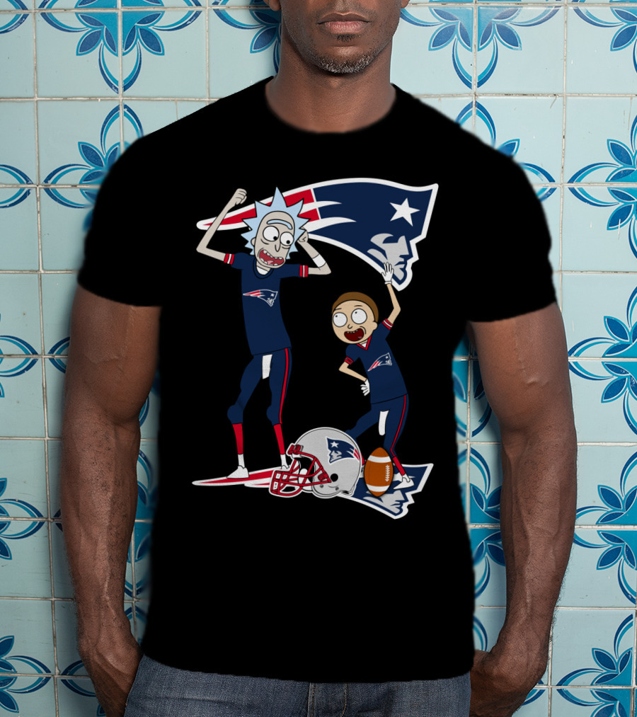 Rick And Morty New England Patriots NFL Crossover T-Shirt