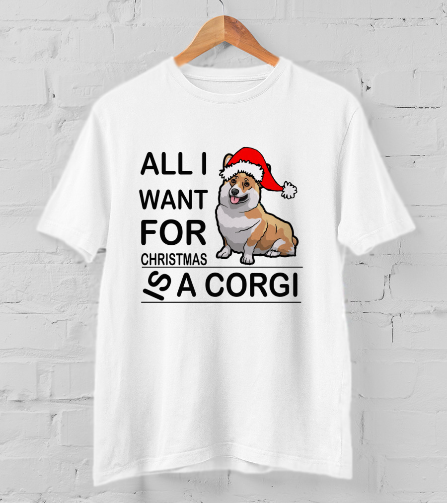 All I Want For Christmas Is A Corgi With Santa Hat T-Shirt