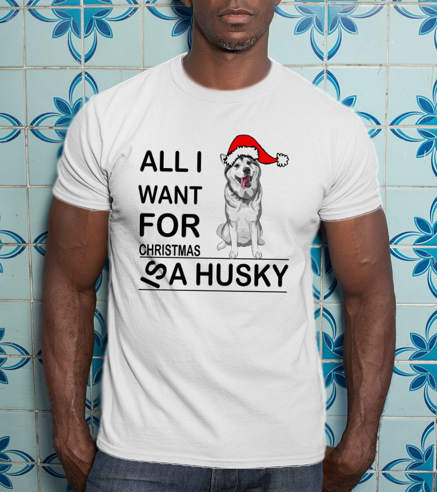 All I Want For Christmas Is A Husky With Santa Hat T-Shirt