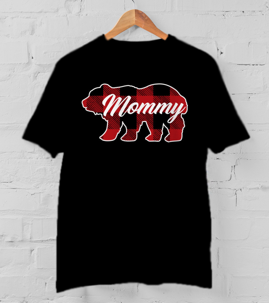 Mommy Bear Buffalo Plaid Family Christmas Matching T-Shirt