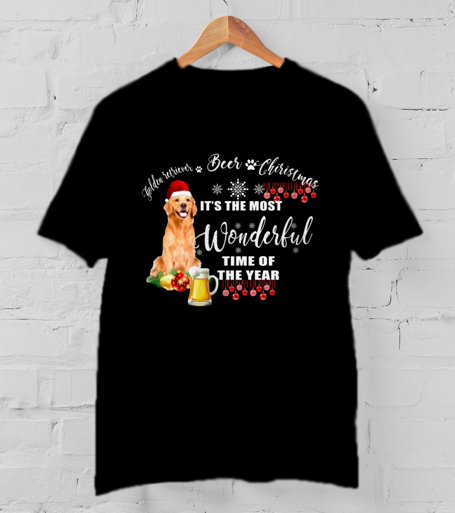 Golden Retriever Beer Christmas It's The Most Wonderful Time Of The Year T-Shirt