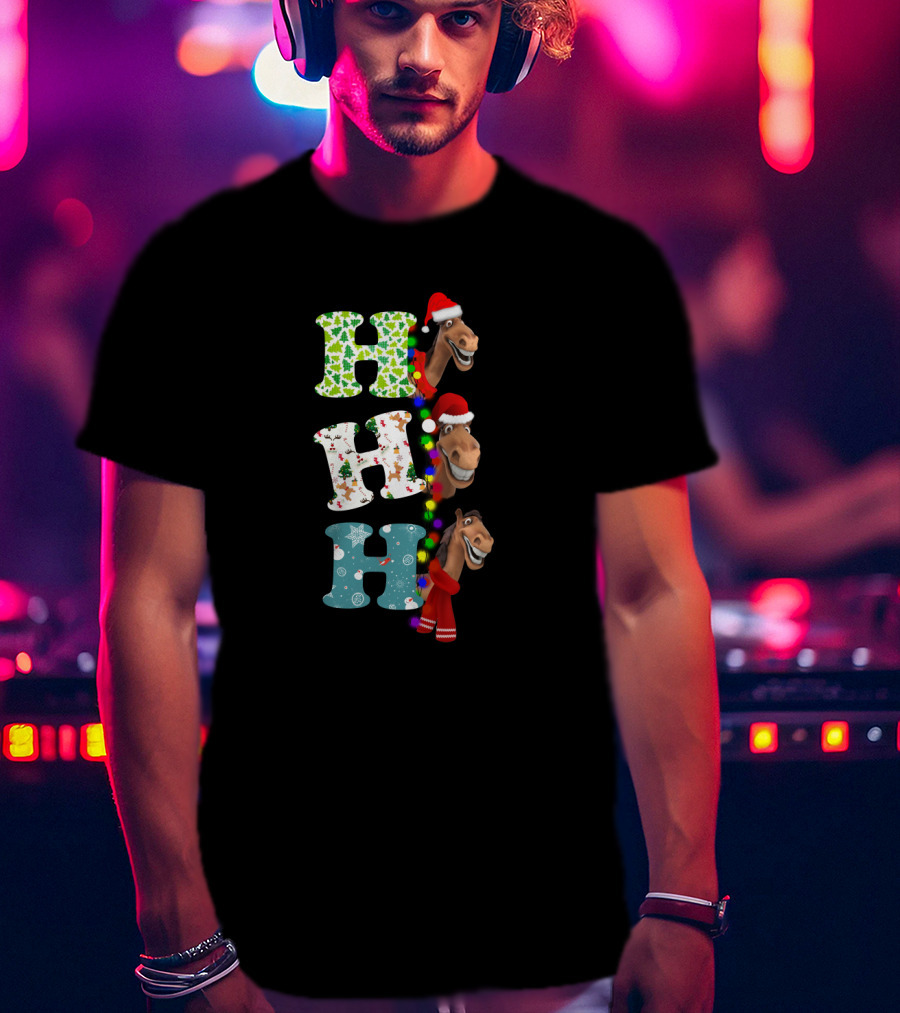 Christmas Hohoho Horse Santa Festive Letters T-Shirt