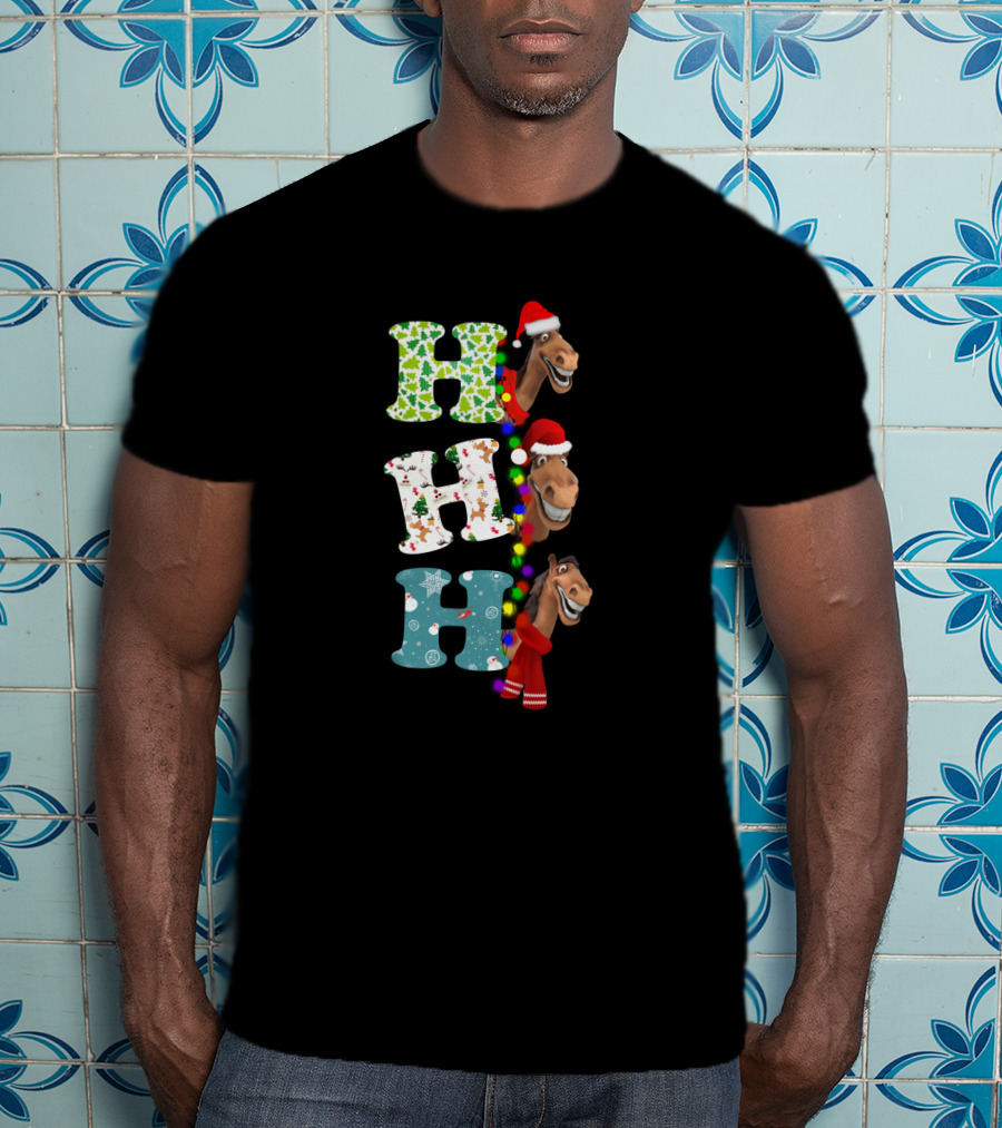 Christmas Hohoho Horse Santa Festive Letters T-Shirt