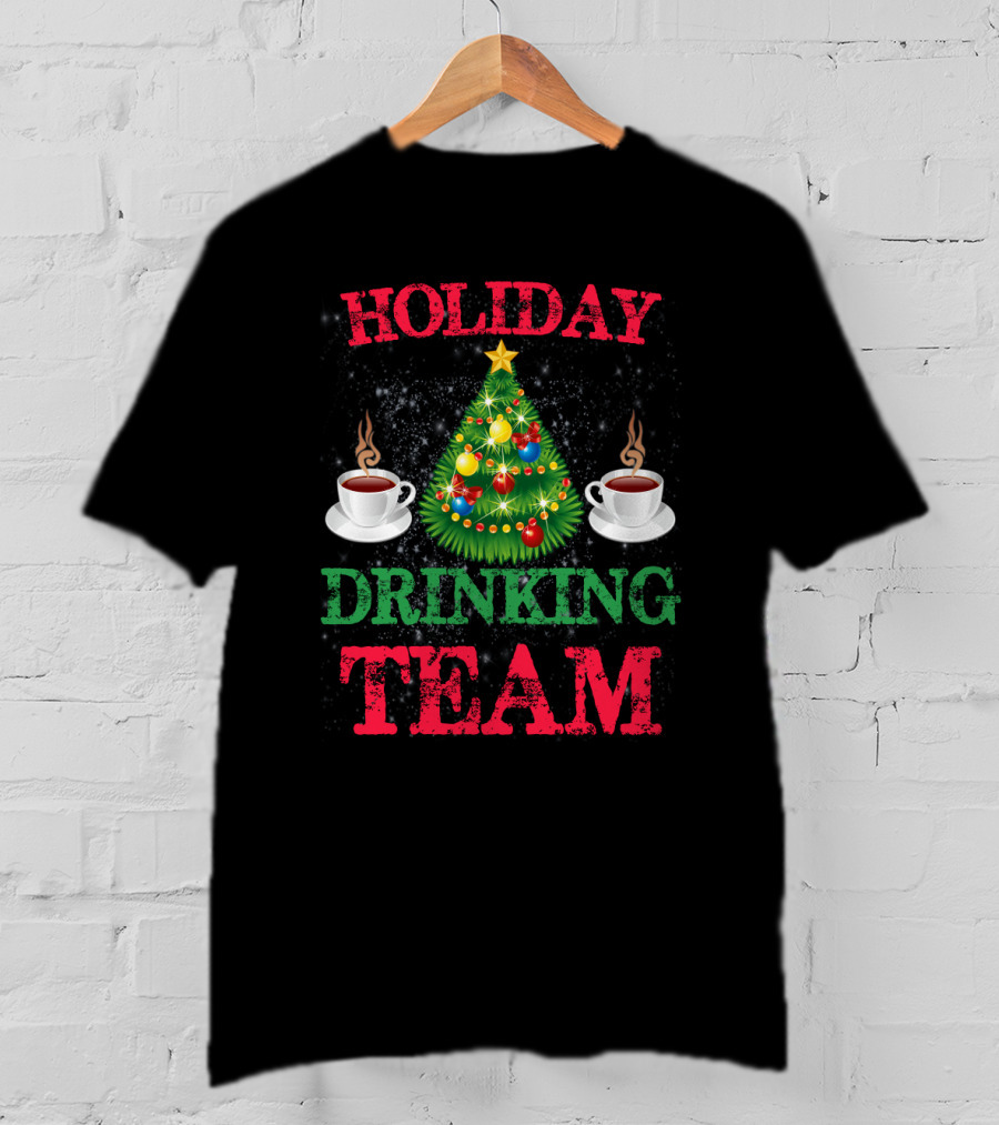 Holiday Drinking Team Coffee Christmas Tree Steam Cups T-Shirt