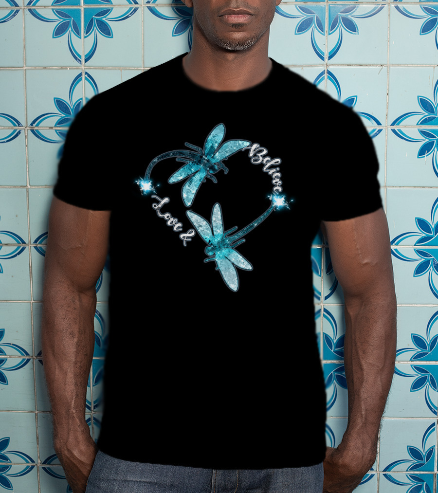 Love And Believe Dragonfly Heart T-Shirt