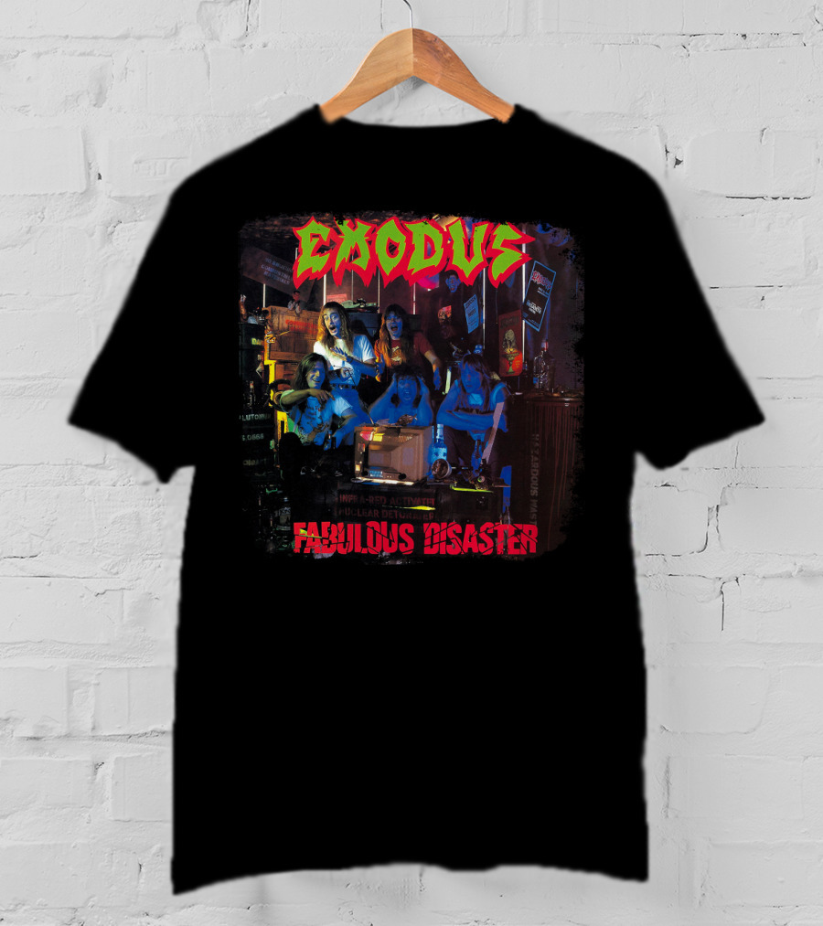 Exodus Fabulous Disaster Album Cover Art With Band Group Scene T-Shirt