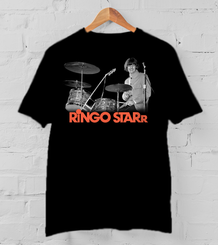 Ringo Starr Drummer Black And White Photo T-Shirt