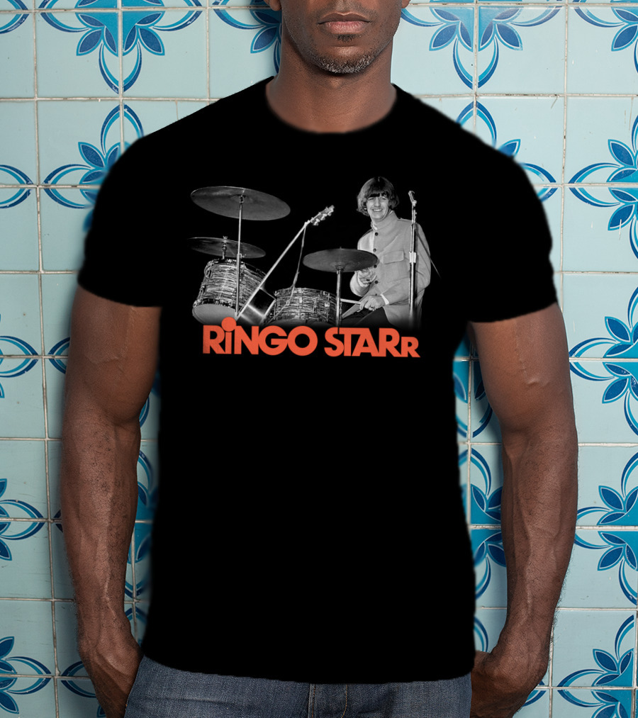 Ringo Starr Drummer Black And White Photo T-Shirt