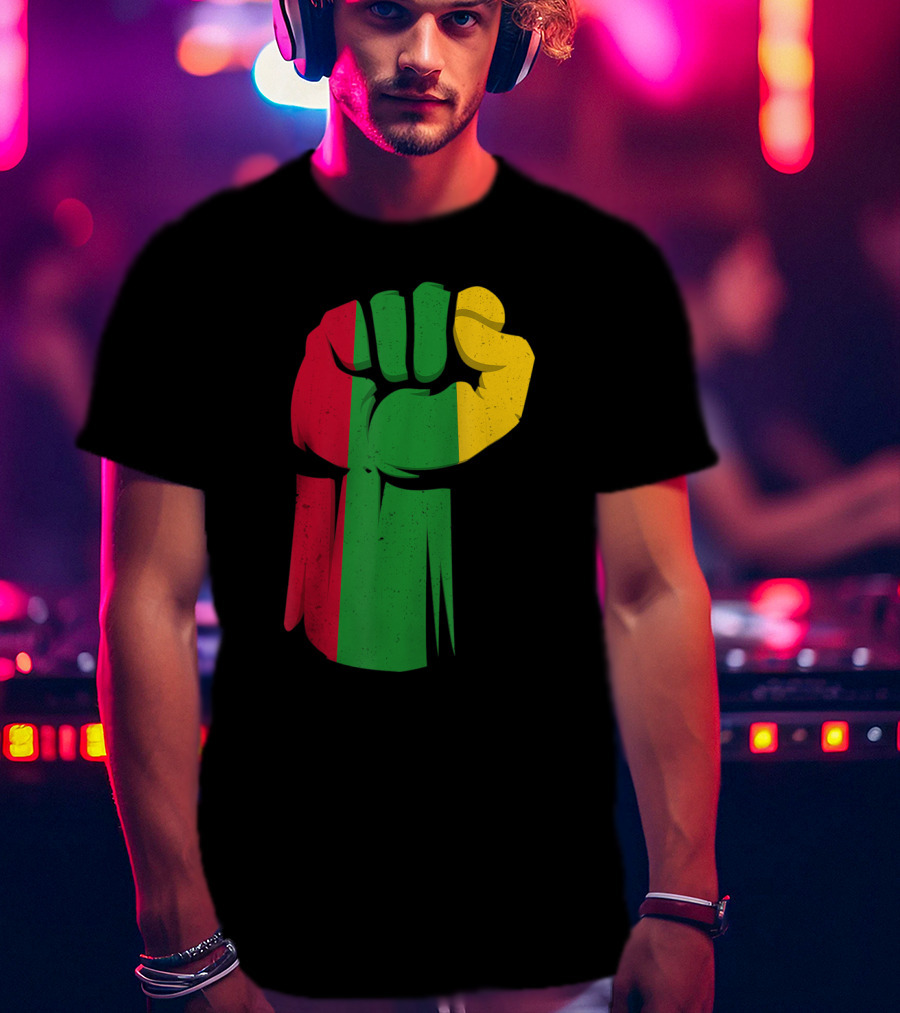 Black Fist African American Pride Black History Month Rasta Colors Fist T-Shirt