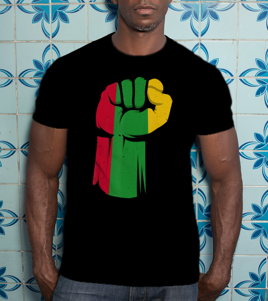 Black Fist African American Pride Black History Month Rasta Colors Fist T-Shirt