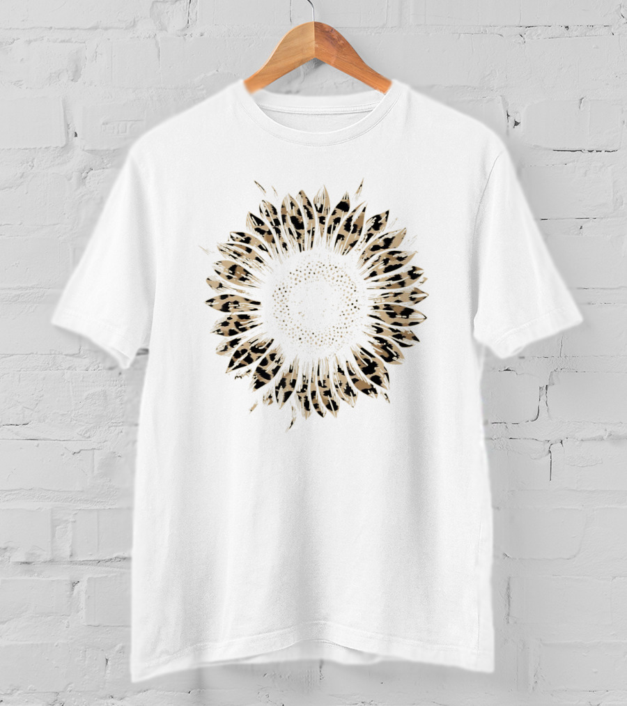 Cool Cheetah Leopard Print Sunflower T-Shirt