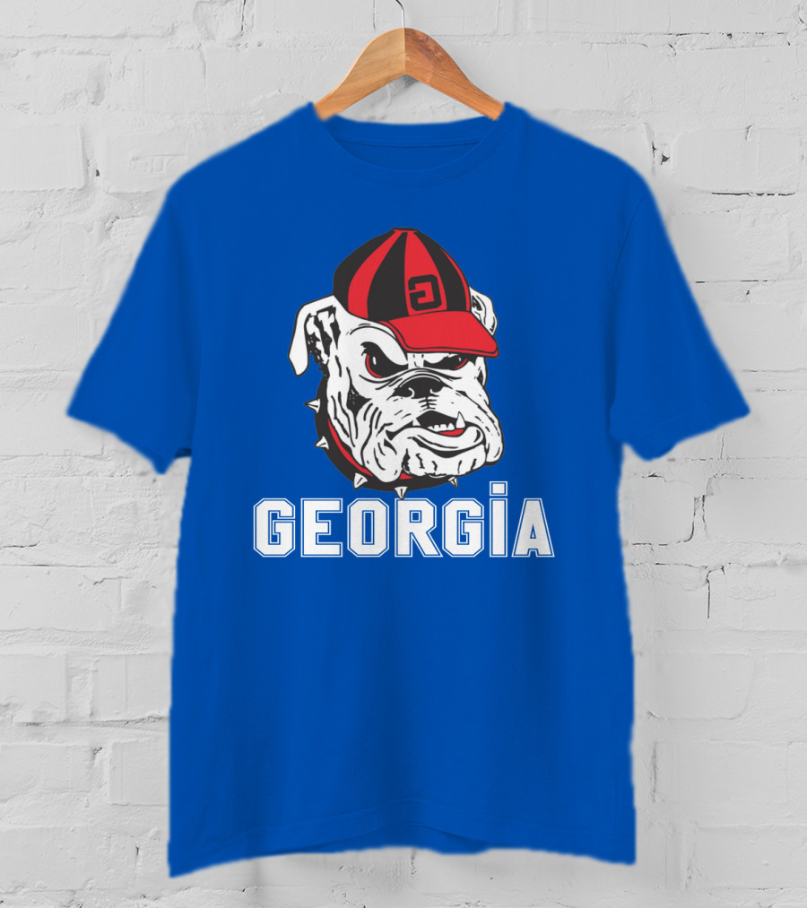Georgia Bulldogs Vintage Red And Black Cap Bulldog T-Shirt