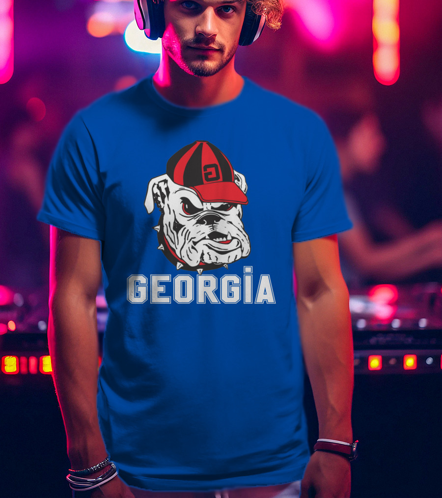 Georgia Bulldogs Vintage Red And Black Cap Bulldog T-Shirt