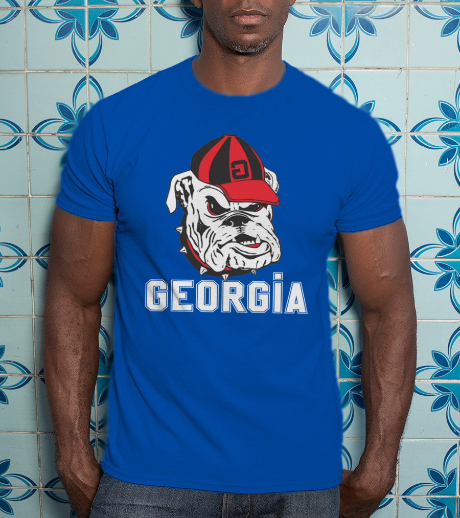 Georgia Bulldogs Vintage Red And Black Cap Bulldog T-Shirt