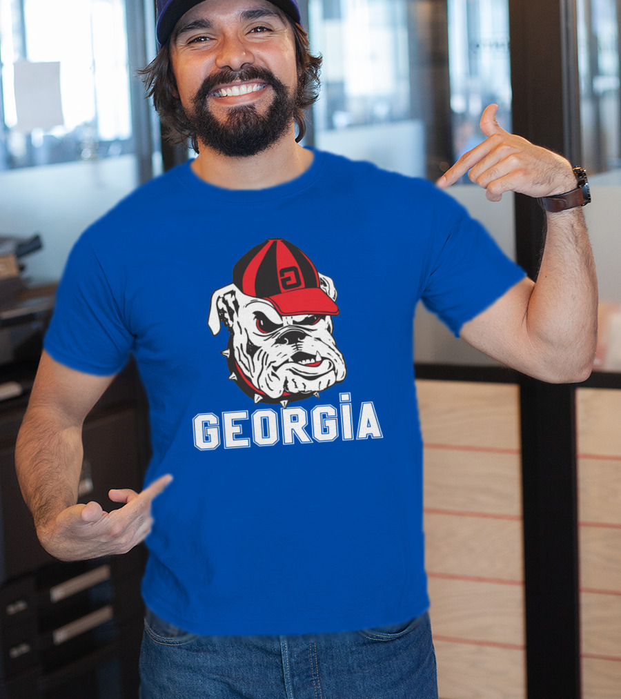 Georgia Bulldogs Vintage Red And Black Cap Bulldog T-Shirt