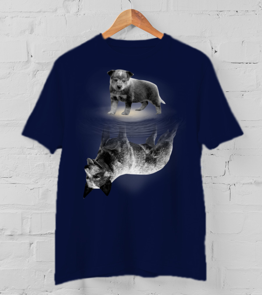 Retro Reflections: Vintage Australian Cattle Dog And Scenic Sunset T-Shirt