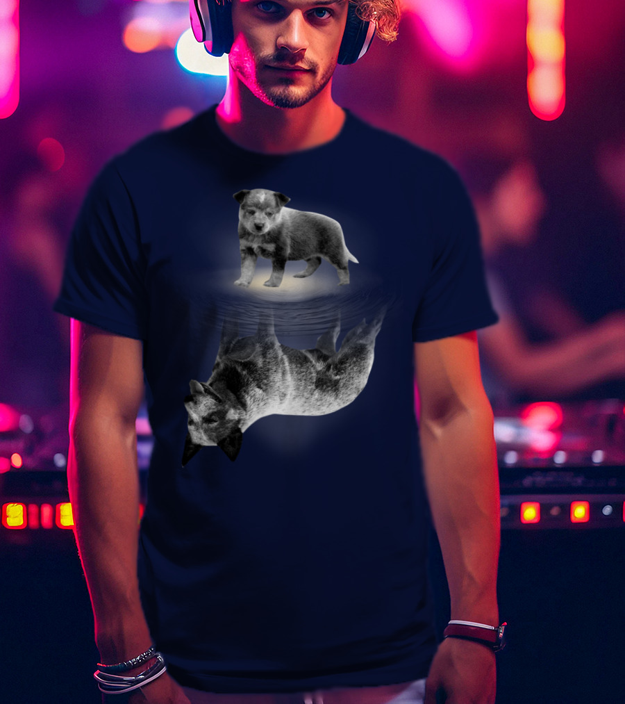Retro Reflections: Vintage Australian Cattle Dog And Scenic Sunset T-Shirt