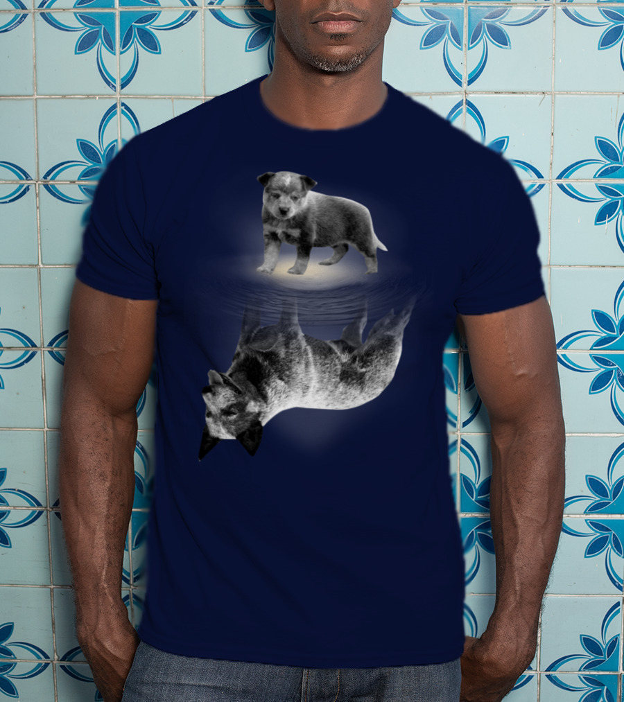 Retro Reflections: Vintage Australian Cattle Dog And Scenic Sunset T-Shirt
