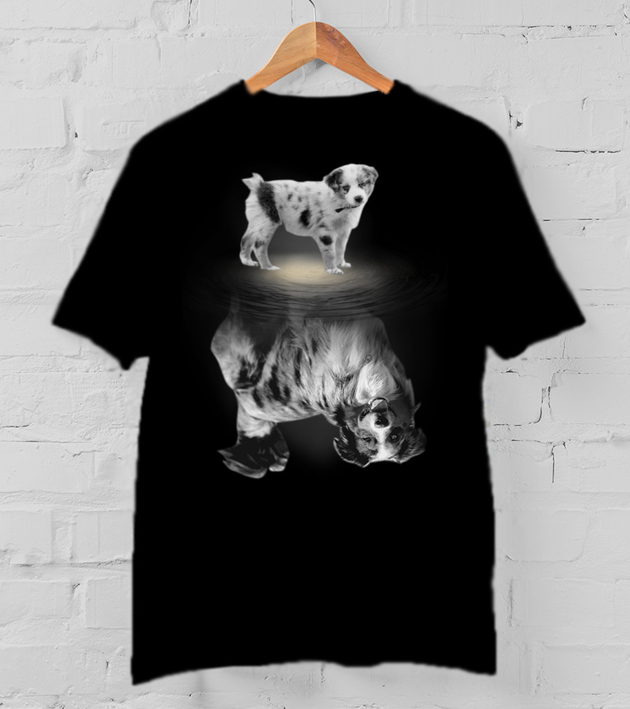 Australian Shepherd Puppy And Adult Reflection For Dog Lovers Women Men Kids T-Shirt