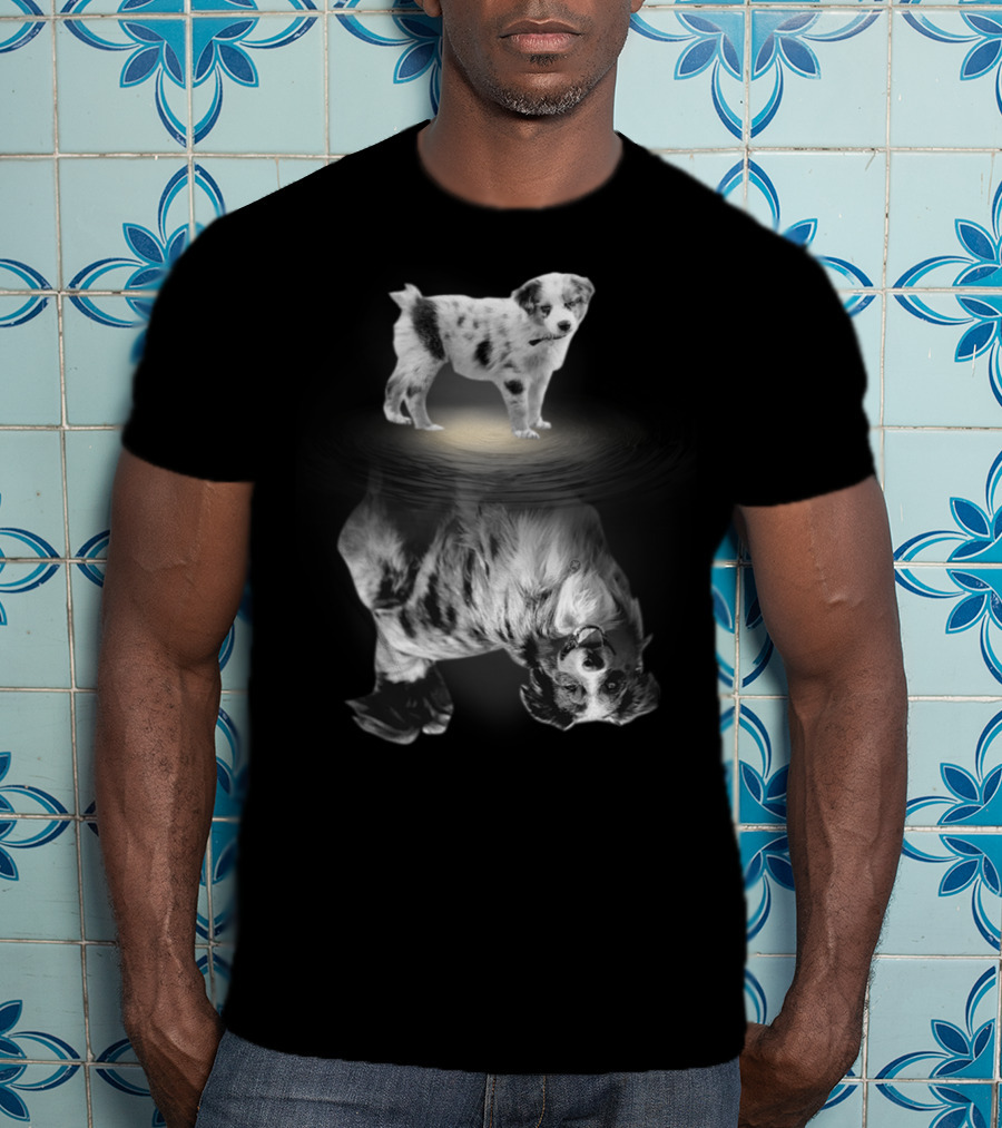 Australian Shepherd Puppy And Adult Reflection For Dog Lovers Women Men Kids T-Shirt