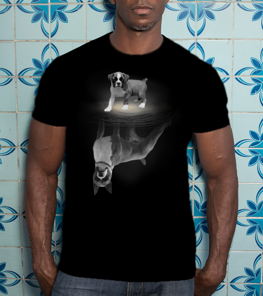 Boxer Mom Wiggle Butt Club Boxer Dog Reflection T-Shirt