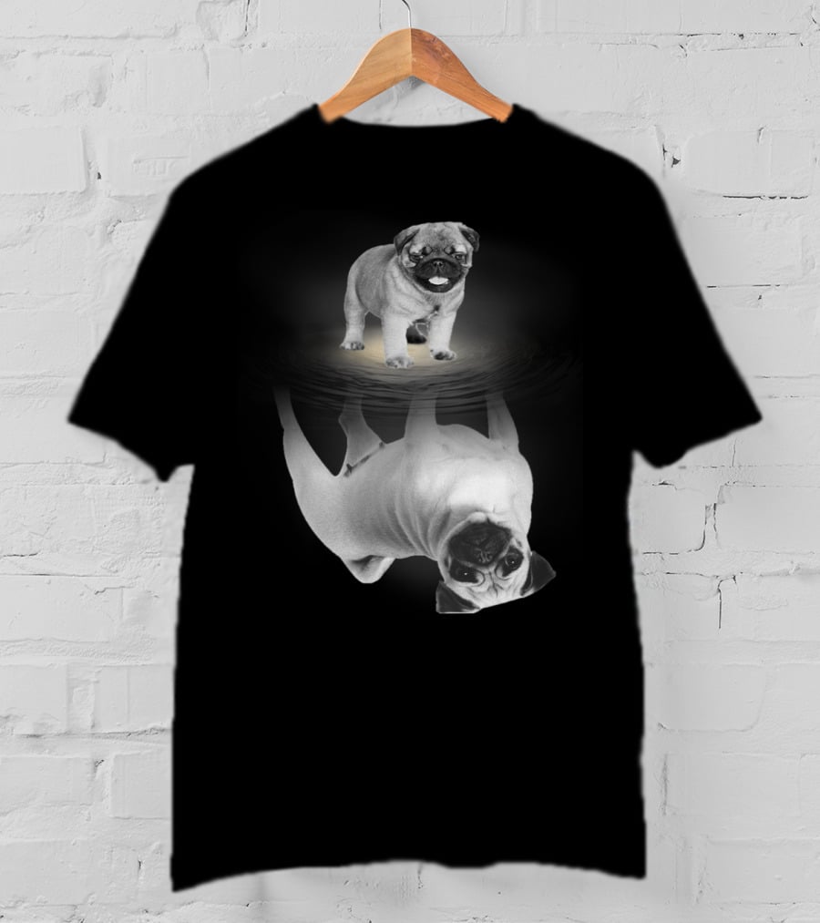 Puggy Potter Magic Wizard Pug Reflection With Funny Pug T-Shirt