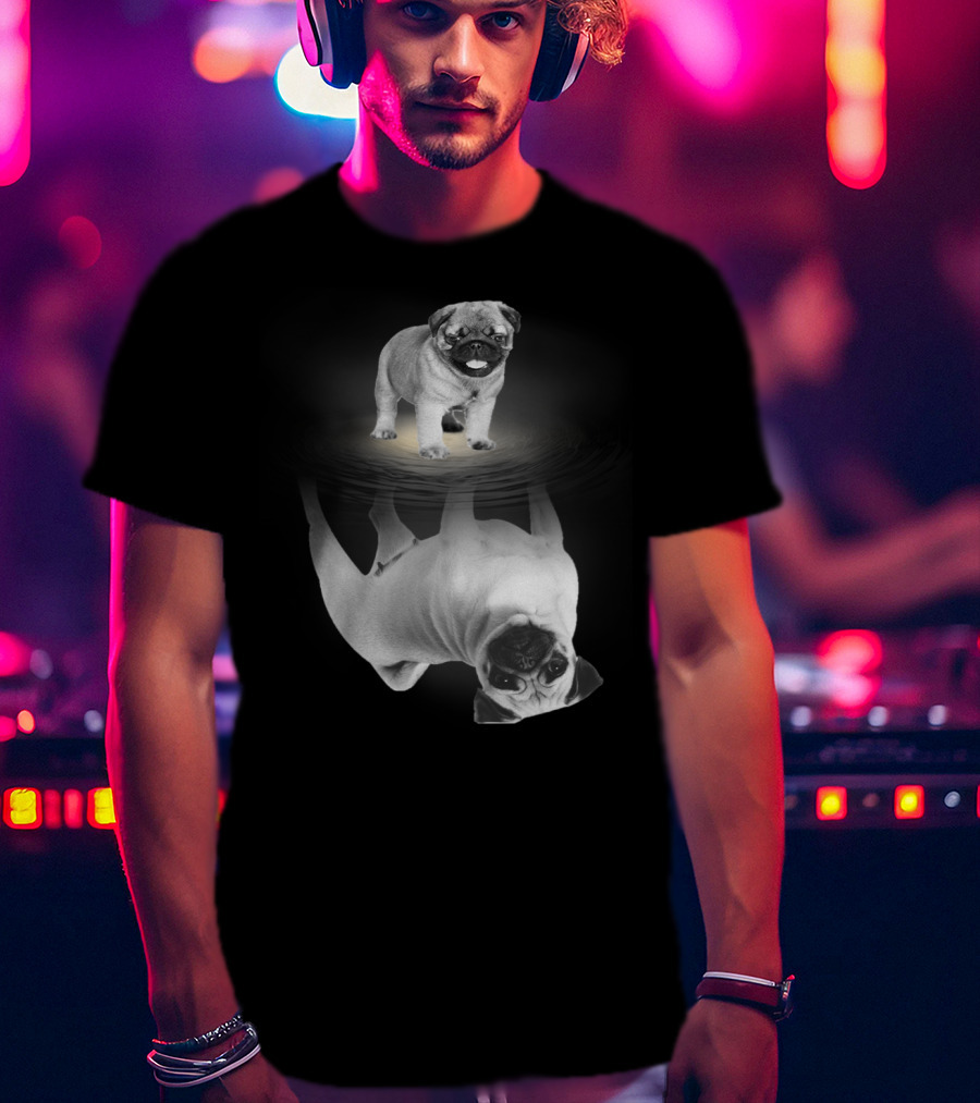 Puggy Potter Magic Wizard Pug Reflection With Funny Pug T-Shirt