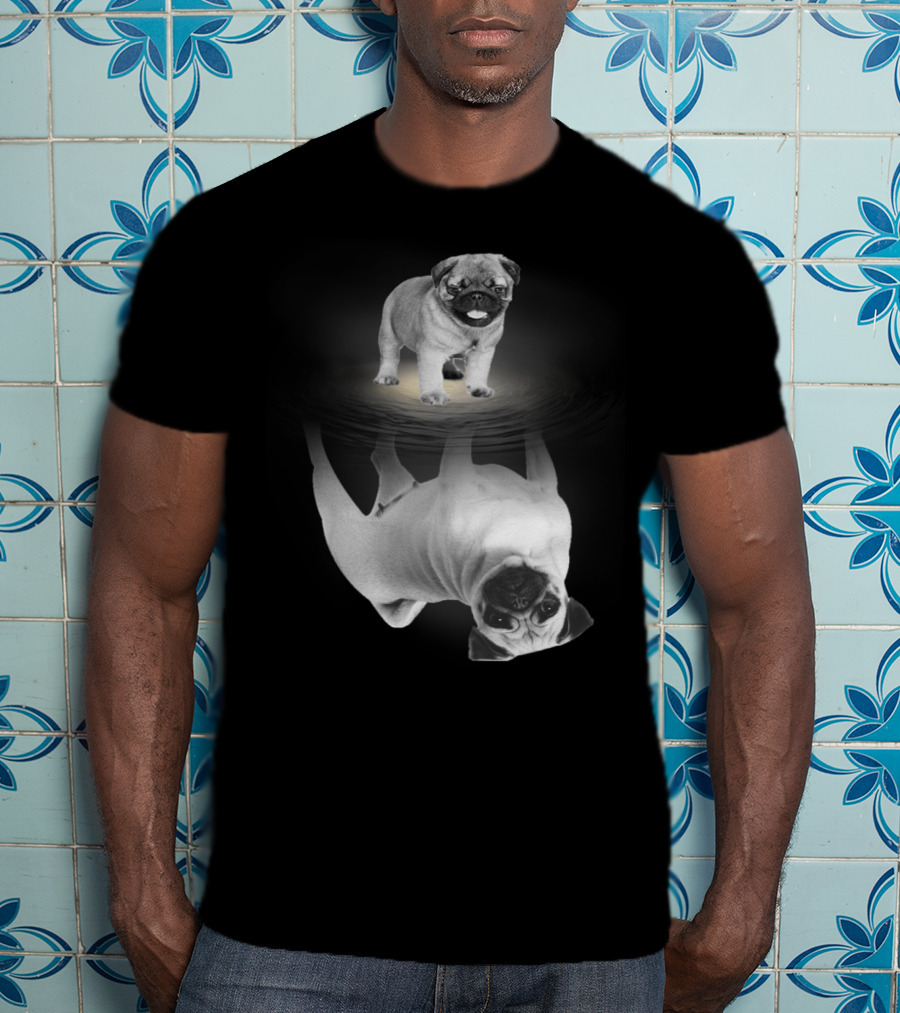 Puggy Potter Magic Wizard Pug Reflection With Funny Pug T-Shirt