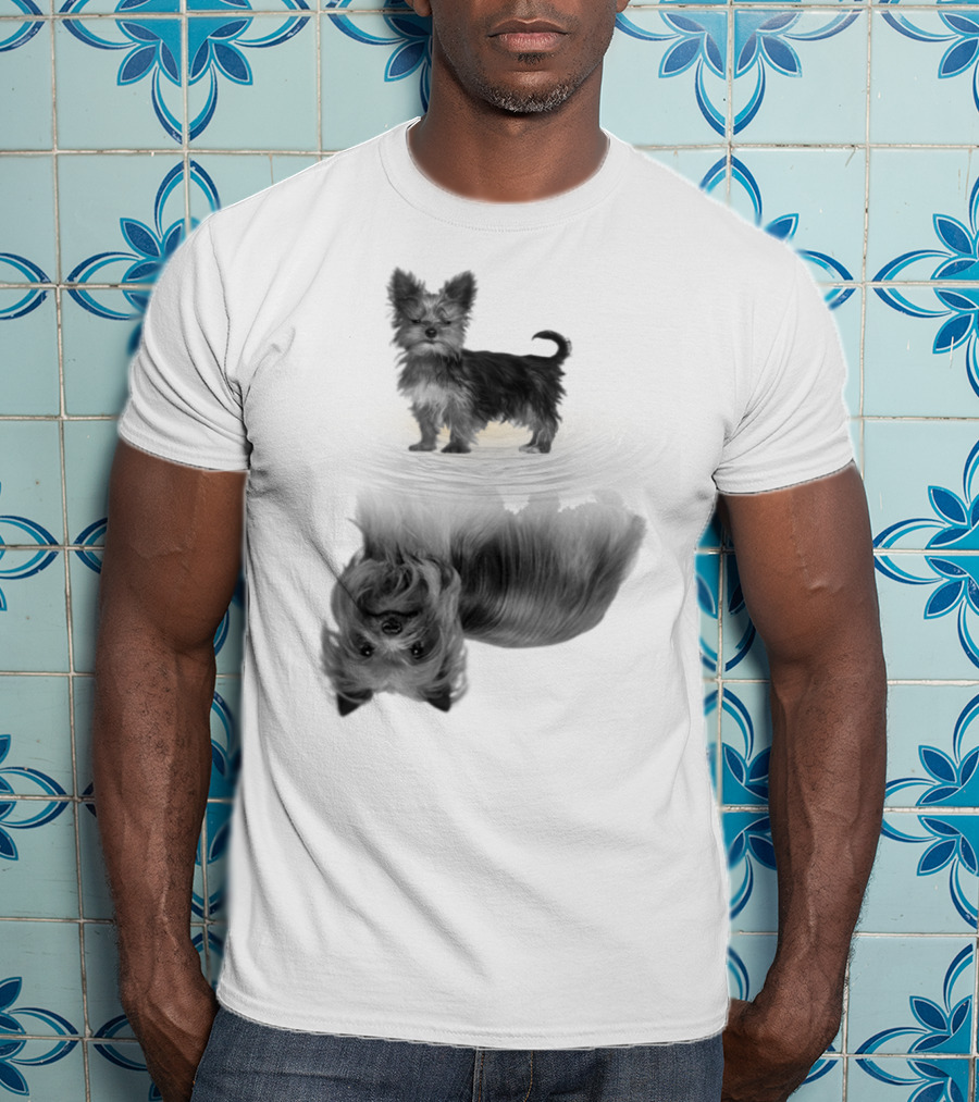 Yorkshire Terrier Reflection Art In I Love My Yorkie T-Shirt