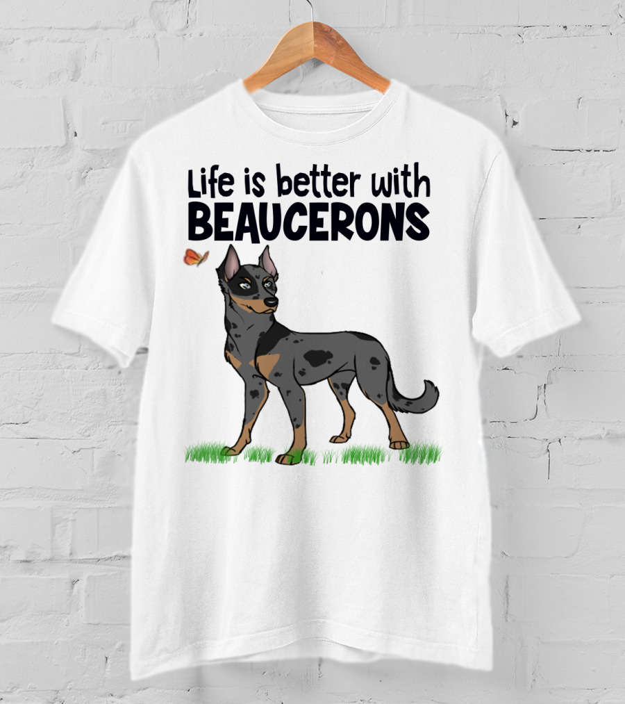 Life Is Better With Beaucerons Butterfly And Dog T-Shirt