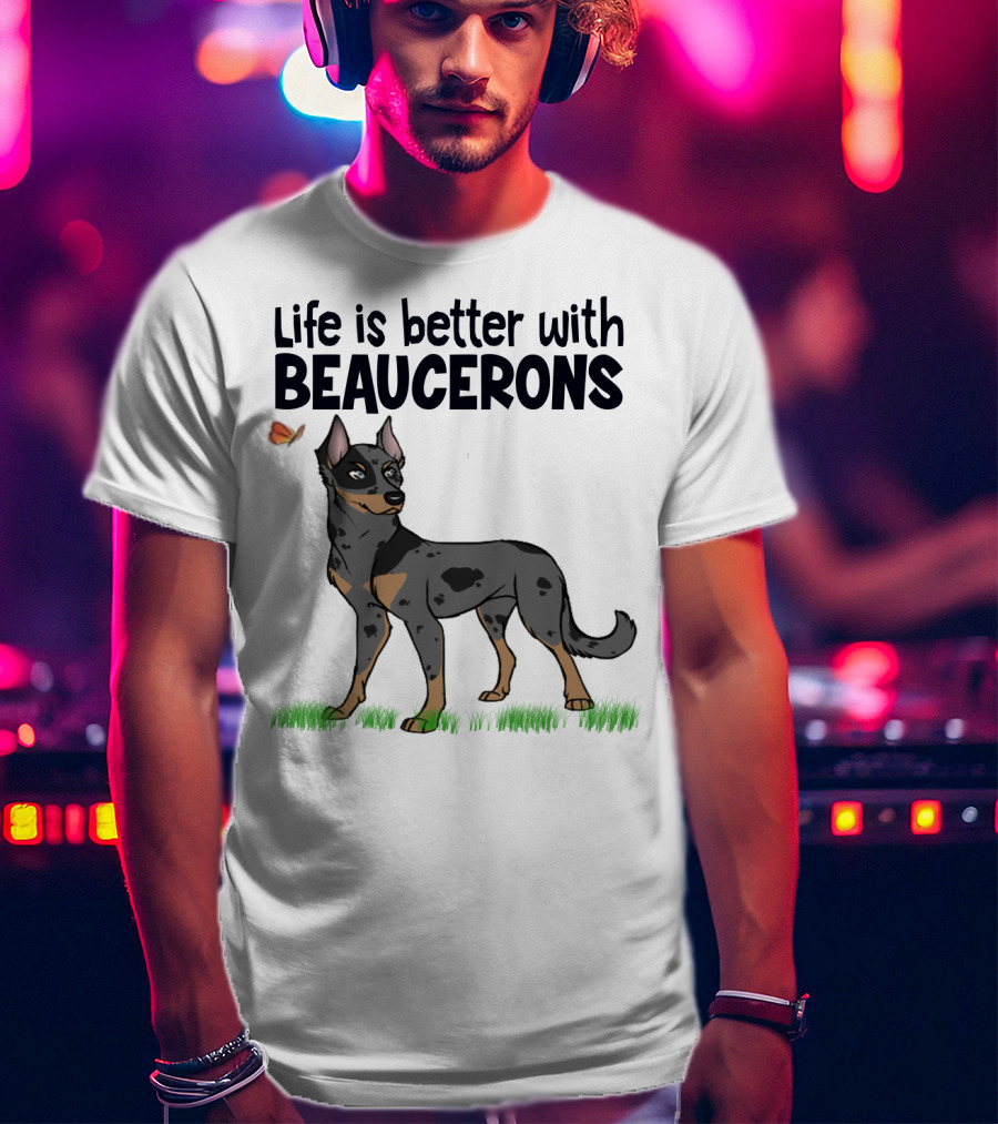 Life Is Better With Beaucerons Butterfly And Dog T-Shirt