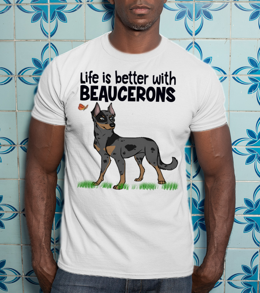 Life Is Better With Beaucerons Butterfly And Dog T-Shirt