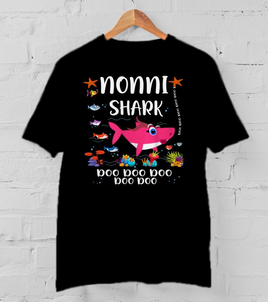 Nonni Shark Doo Doo Doo Doo Family Matching Starfish Ocean Scene T-Shirt