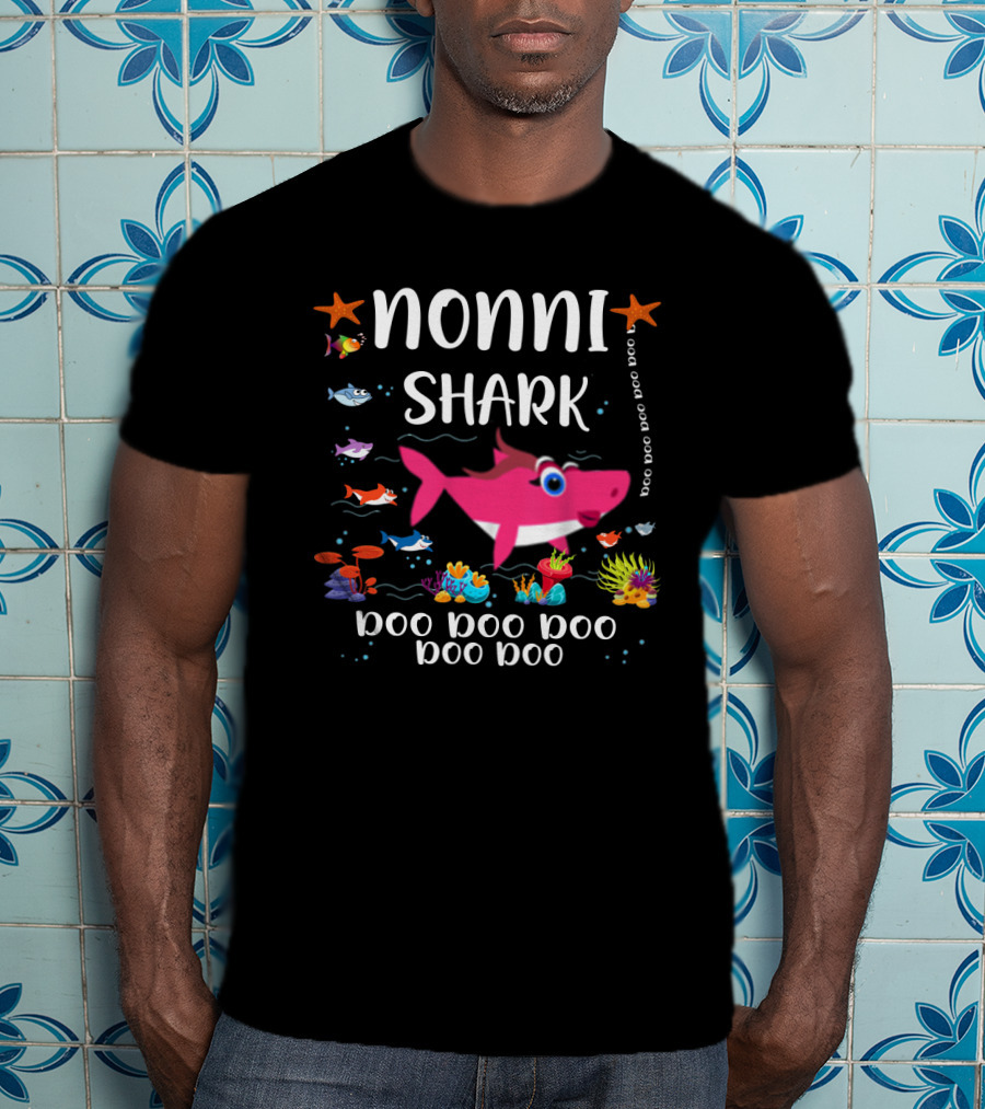 Nonni Shark Doo Doo Doo Doo Family Matching Starfish Ocean Scene T-Shirt