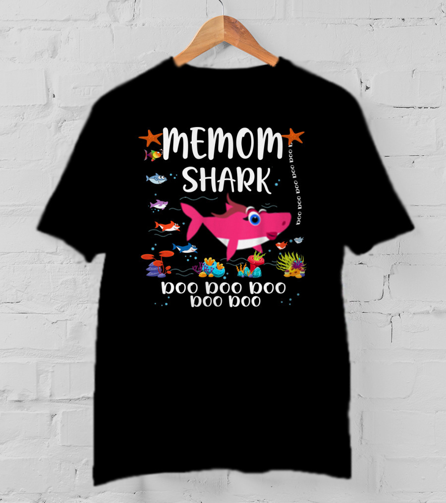 Memom Shark Doo Doo Family Matching Pink Shark Ocean T-Shirt