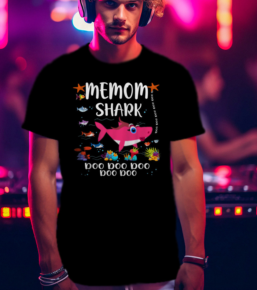 Memom Shark Doo Doo Family Matching Pink Shark Ocean T-Shirt
